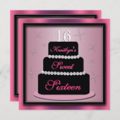 Gelaagde Cake Birthday Party nodigt uit Kaart (Voorkant / Achterkant)