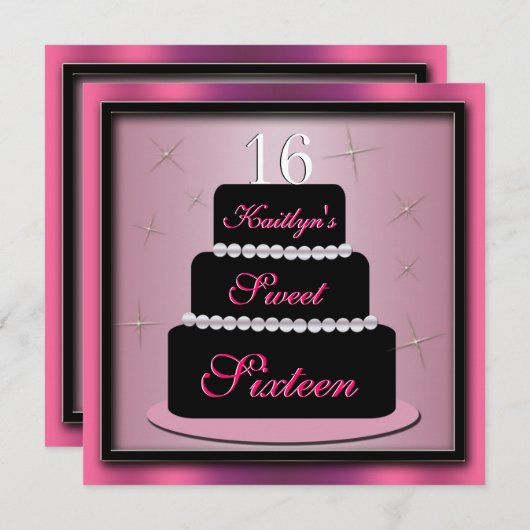 Gelaagde Cake Birthday Party nodigt uit Kaart (Voorkant / Achterkant)