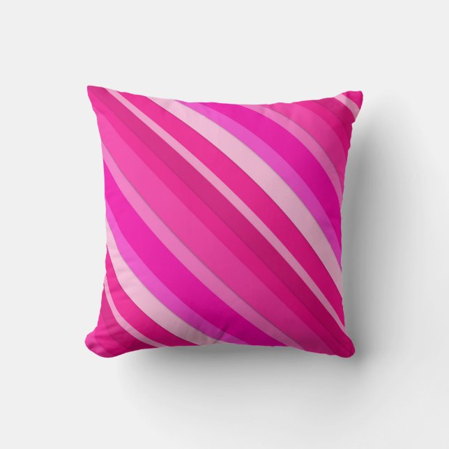 Gelaagde candy strepen - roze en fuchsia kussen (Voorkant)