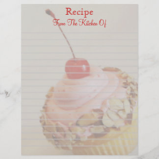 Gelaagde Cherry Cupcake Lined Recipe Letterhead