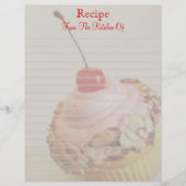 Gelaagde Cherry Cupcake Lined Recipe Letterhead (Voorkant)