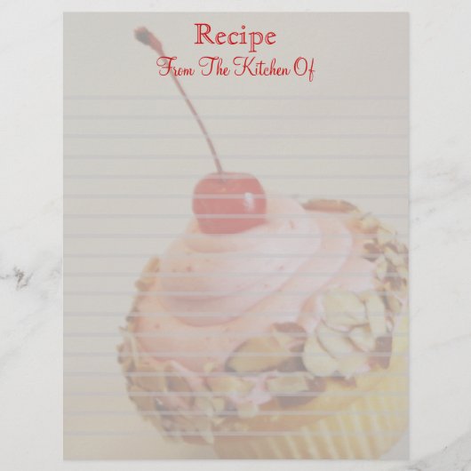 Gelaagde Cherry Cupcake Lined Recipe Letterhead (Voorkant)