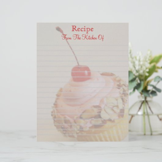 Gelaagde Cherry Cupcake Lined Recipe Letterhead (Staand voorkant)