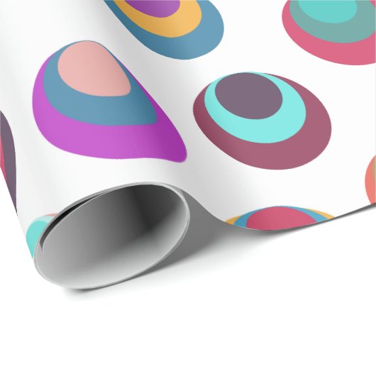 Gelaagde cirkels uit het midden van de eeuw cadeaupapier (Rol Hoek)