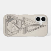 Gelaagde Driehoeken Lijnkunst iPhone 16 Hoesje (Achterkant horizontaal)