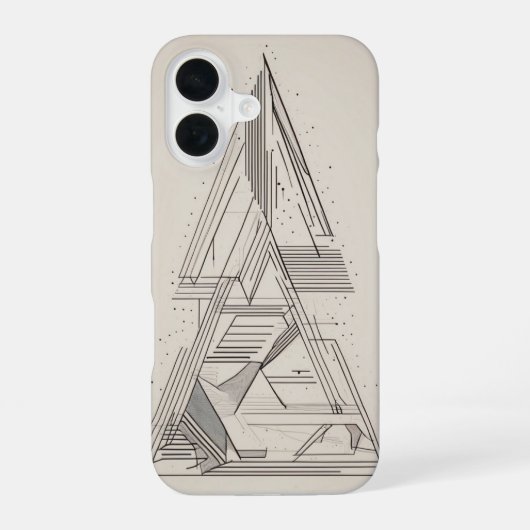Gelaagde Driehoeken Lijnkunst iPhone 16 Hoesje (Achterkant)
