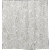 Gelaagde Florals in Zilver en Goud Douchegordijn (Voorkant)