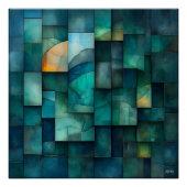 Gelaagde geometrische Abstracte kunst - Blauwgroen Perfect Poster (Voorkant)