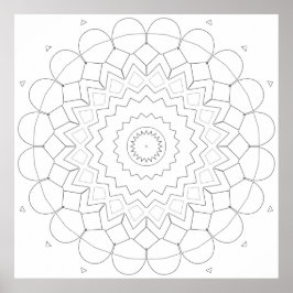 Gelaagde Geometrische Bloemblad Ster Mandala Omlij Poster