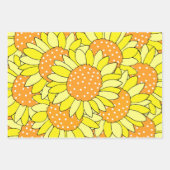 Gelaagde hand getekende Gele Oranje zonnebloemen Inpakpapier Vel (Voorkant 2)