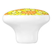 Gelaagde hand getekende Gele Oranje zonnebloemen Keramische Knop (Zijkant)