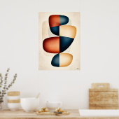 Gelaagde Harmonie Japandi Biomorfe Abstracte Kunst Poster (Keuken)