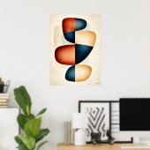 Gelaagde Harmonie Japandi Biomorfe Abstracte Kunst Poster (Thuiskantoor)