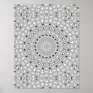 Gelaagde Heartburst Kleurplaat Patroon Kunstwerk Poster