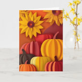 Gelaagde Herfst Oogst Viering Kaart (Gele Bloem)