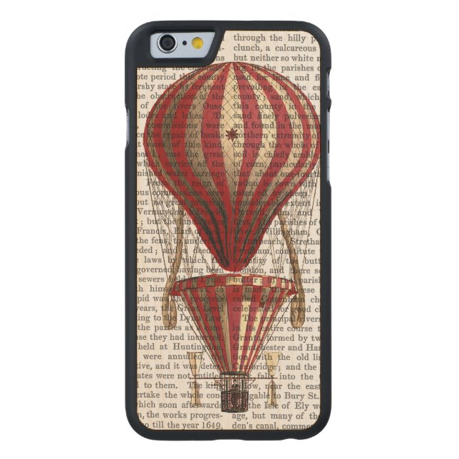 Gelaagde hot-luchtballon — Rood afdrukken Carved Wood iPhone Hoesje (Achterkant)