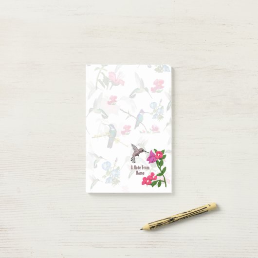 Gelaagde Hummingbird Roze Garden Lrg Post-it Notit Post-it® Notes (Op bureau)