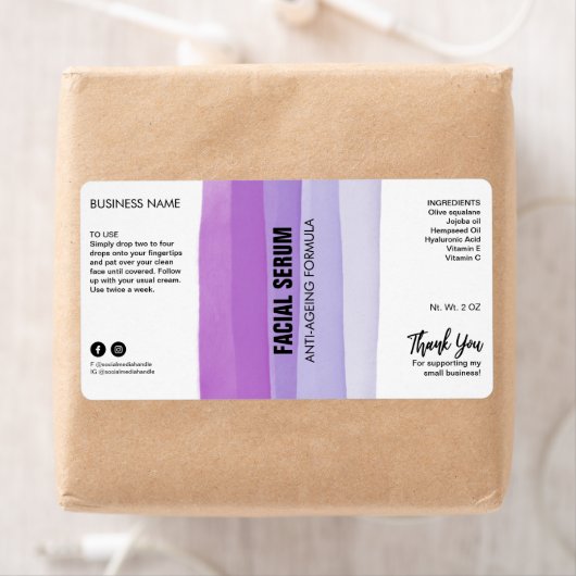 Gelaagde inkt Paars Dropper Fles Serum Labels (Insitu)