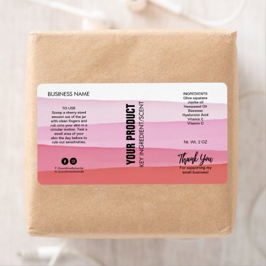 Gelaagde inktroze lichaamstip Butter Jar Product L Etiket (Insitu)