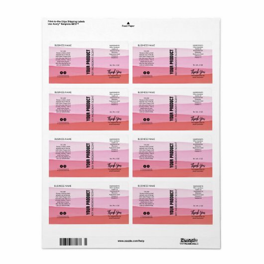 Gelaagde inktroze lichaamstip Butter Jar Product L Etiket (Full Sheet)