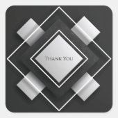 Gelaagde Ivoor & Houtskool Geometrische Lijst brui Vierkante Sticker (Voorkant)