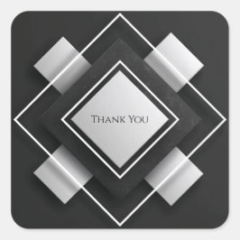 Gelaagde Ivoor & Houtskool Geometrische Lijst brui Vierkante Sticker