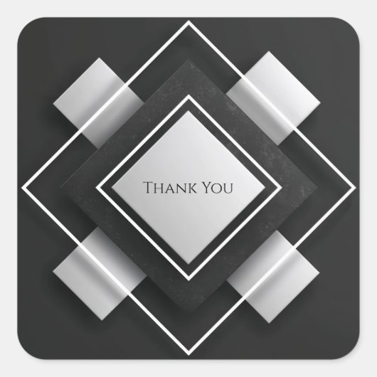 Gelaagde Ivoor & Houtskool Geometrische Lijst brui Vierkante Sticker (Voorkant)