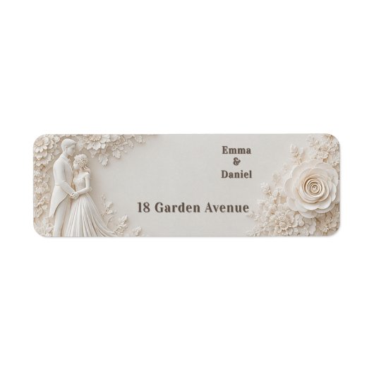🤍 Gelaagde Ivoren Bruiloftsframe Thema 🤍 Etiket (Voorkant)