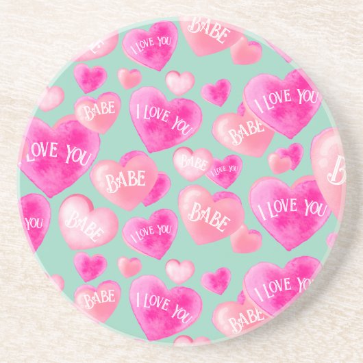 Gelaagde Liefde Onderzetter Waterverf Harten Sweet (Voorkant)