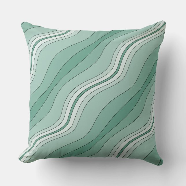 Gelaagde Lijnen in Shades van Groen Sierkussen (Voorkant)