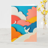 Gelaagde lucht vogels kaart (Gele Bloem)
