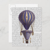 Gelaagde luchtballon blauw briefkaart (Voorkant / Achterkant)