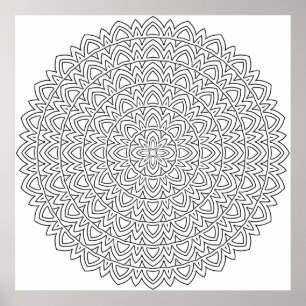 Gelaagde Mandala Kleurplaat met Herhalende Bogen Poster