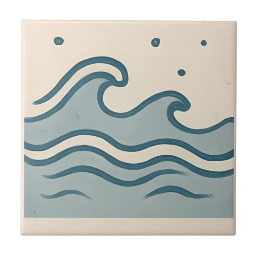 Gelaagde Ocean Waves Minimal Art Tegel Tegeltje (Voorkant)
