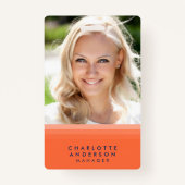 Gelaagde Oranje en blauwe foto Badge (Voorkant)