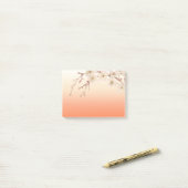 Gelaagde Oranje filiaal van witte bloesems Post-it® Notes (Op bureau)