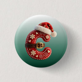 Gelaagde Pastel Gouden Rand Letter C Ronde Button 3,2 Cm
