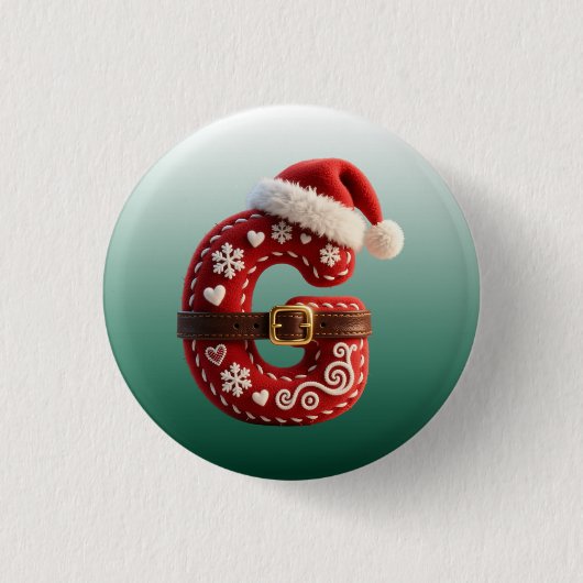 Gelaagde Pastel Gouden Rand Letter G Ronde Button 3,2 Cm (Voorkant)