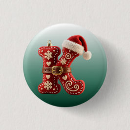 Gelaagde Pastel Gouden Rand Letter K Ronde Button 3,2 Cm