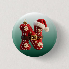 Gelaagde Pastel Gouden Rand Letter N Ronde Button 3,2 Cm
