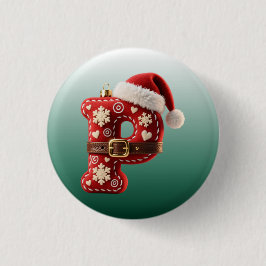Gelaagde Pastel Gouden Rand Letter P Ronde Button 3,2 Cm