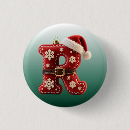 Gelaagde Pastel Gouden Rand Letter R Ronde Button 3,2 Cm