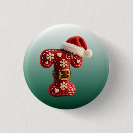 Gelaagde Pastel Gouden Rand Letter T Ronde Button 3,2 Cm