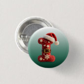 Gelaagde Pastel Gouden Trim Letter I Ronde Button 3,2 Cm (Voorkant /achterkant)