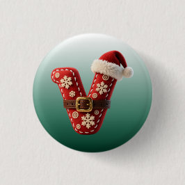 Gelaagde Pastelkleurige Gouden Rand Letter V Ronde Button 3,2 Cm