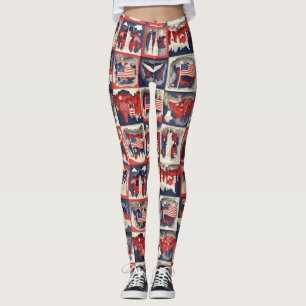 Gelaagde Patriottische Papieren Snij Tegelmotief ( Leggings