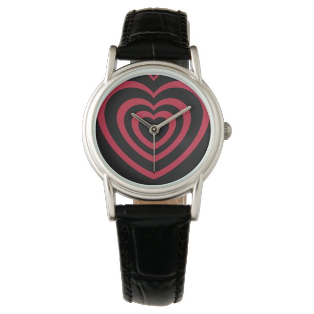 Gelaagde Red & Black Heart esthetiek Horloge (Voorkant)