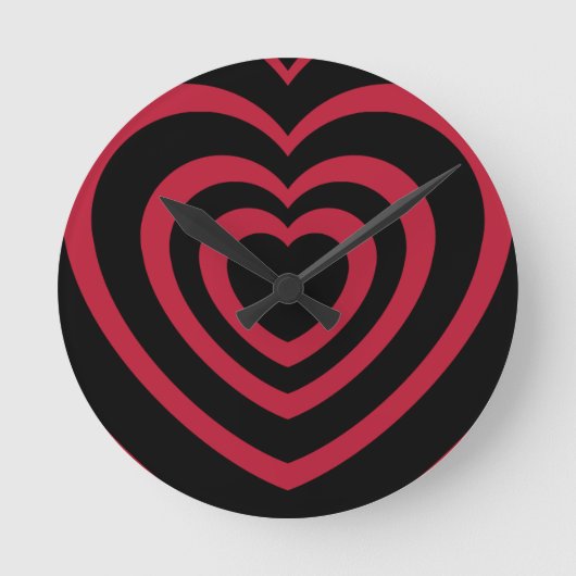 Gelaagde Red & Black Heart esthetiek Ronde Klok (Voorkant)
