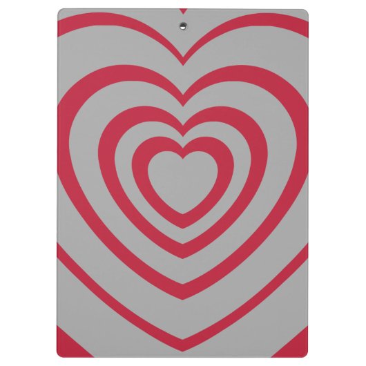 Gelaagde Red & Grey Heart Esthetisch Klembord (Achterkant)