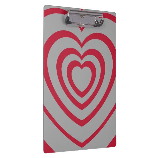 Gelaagde Red & Grey Heart Esthetisch Klembord (Rechts)